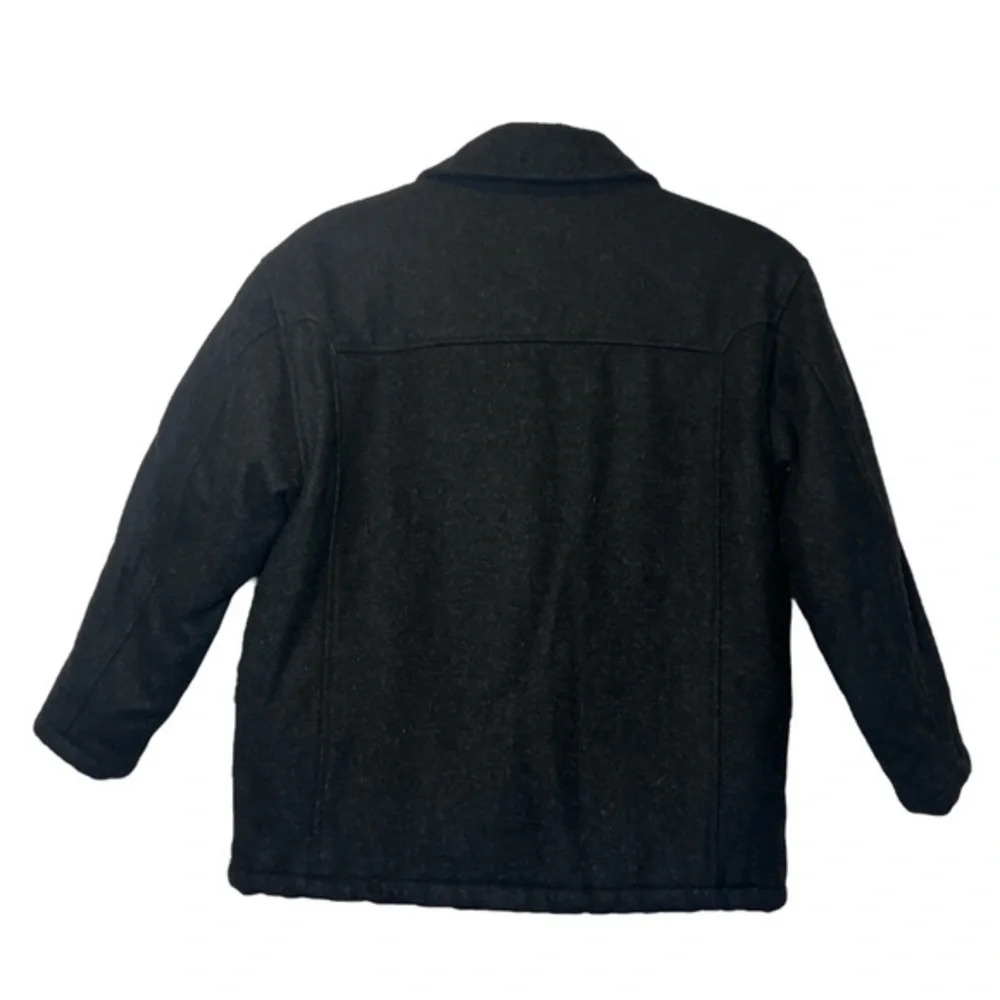Timberland Men Small Black Wool Blend Logo Quilted Liner Collar Full Zip‎ Jacket
